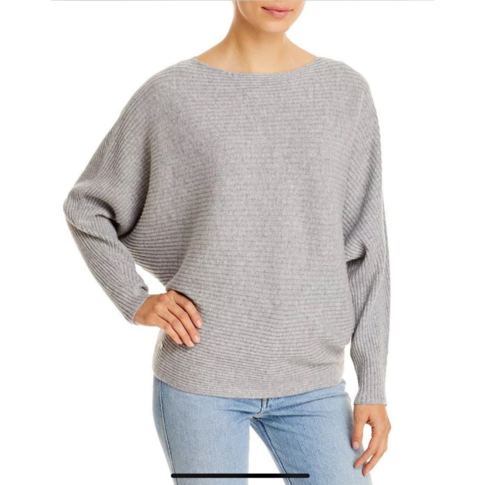 Lauren Ralph Lauren Gray XL Boatneck Ribbed Dolman Sleeve Sweater Cotton Blend